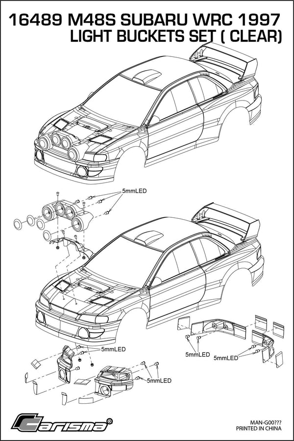 M48S Subaru WRC 1997 Light Buckets set ( Painted)