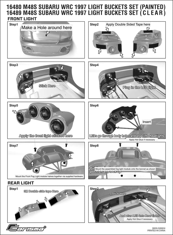 M48S Subaru WRC 1997 Light Buckets set ( Painted)