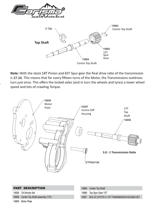 SCA-1E 2.1 ATT Transmission Housing Set