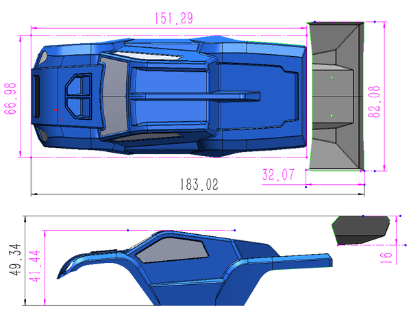 GT24 TR Red/Blue Pre-painted Body With Wing