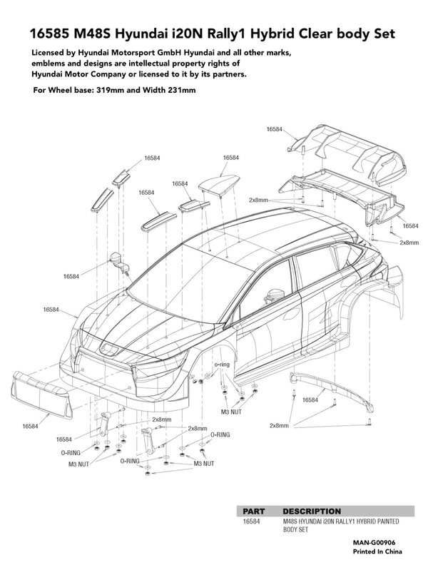 M48S Hyundai i20N Rally1 Hybrid CLEAR Body Set