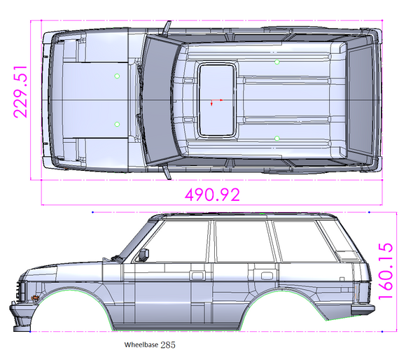 SCA-1E 1981 Range Rover Clear/Unpainted Body 285mm